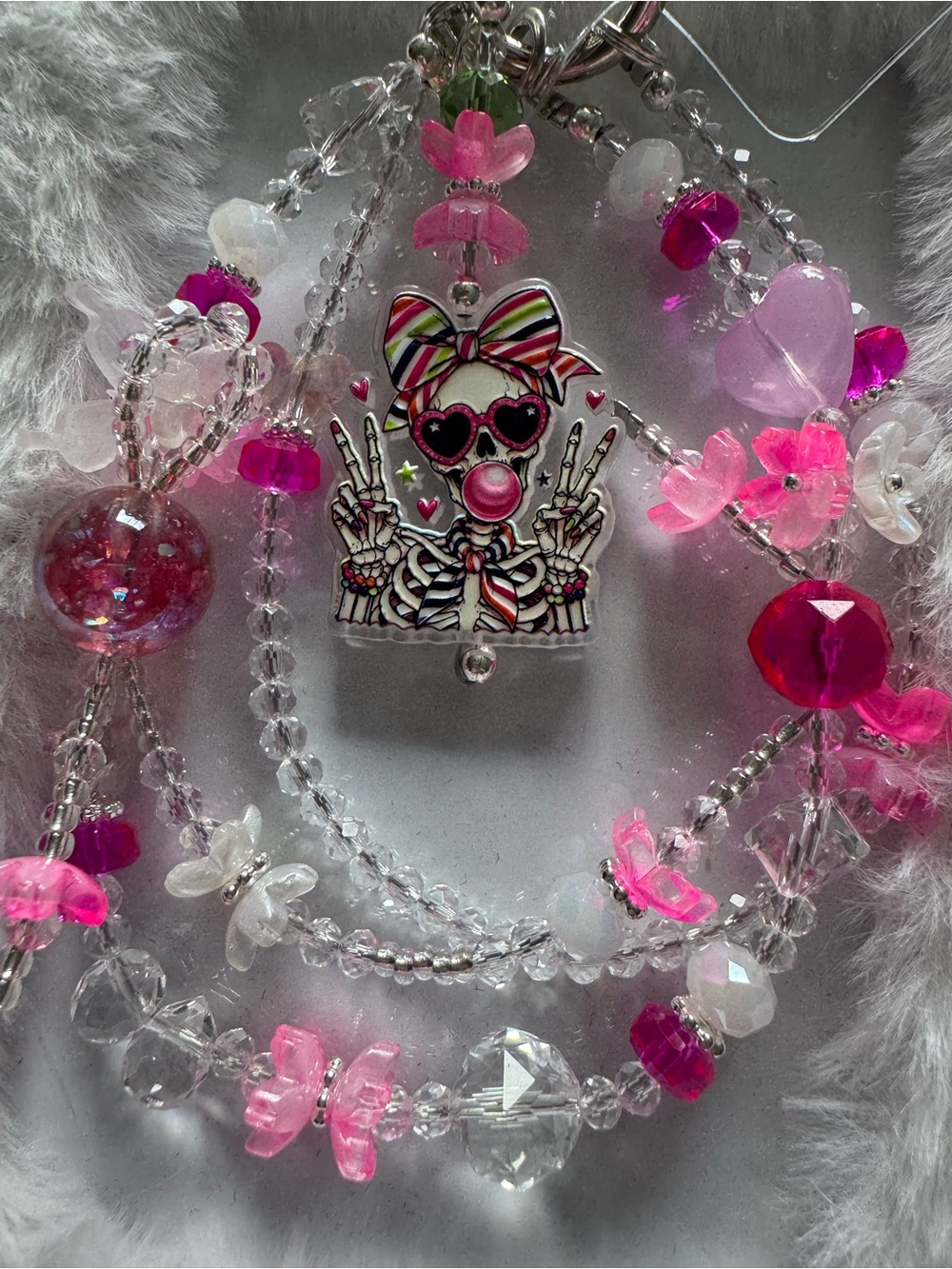 Pink Skeleton Bubblegum  Phone Charm